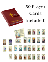 MAROON Prayer Card Holder WITH 30 Essential Catholic Christian Prayer Holy Cards - £17.63 GBP