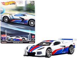 Chevrolet Corvette C8.R Pearl White w Red Blue Stripes American Scene Car Cultur - £15.36 GBP