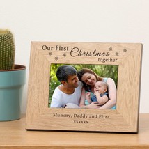 Our First Christmas Personalised Wooden Photo Frame Christmas Gift For M... - £11.76 GBP
