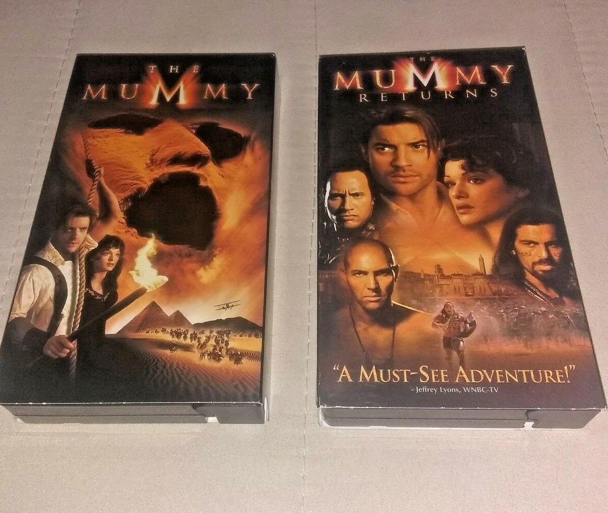 2 VHS tape THE MUMMY & THE MUMMY RETURNS Brendan Fraser Rachel Weisz ...