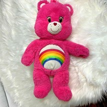 Build a Bear Pink Plush Care Bears Cheer Rainbow Stuffed Animal Toy 18&quot; Doll  - £11.87 GBP