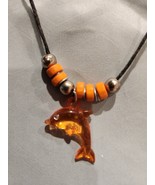 Dolphin Pendant Necklace 20&quot;  Jewelry Orange - Translucent - £4.68 GBP
