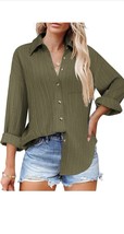 HOTOUCH Womens Button Down Shirts Long Sleeve Dress Shirt-SIZE L - €14,30 EUR