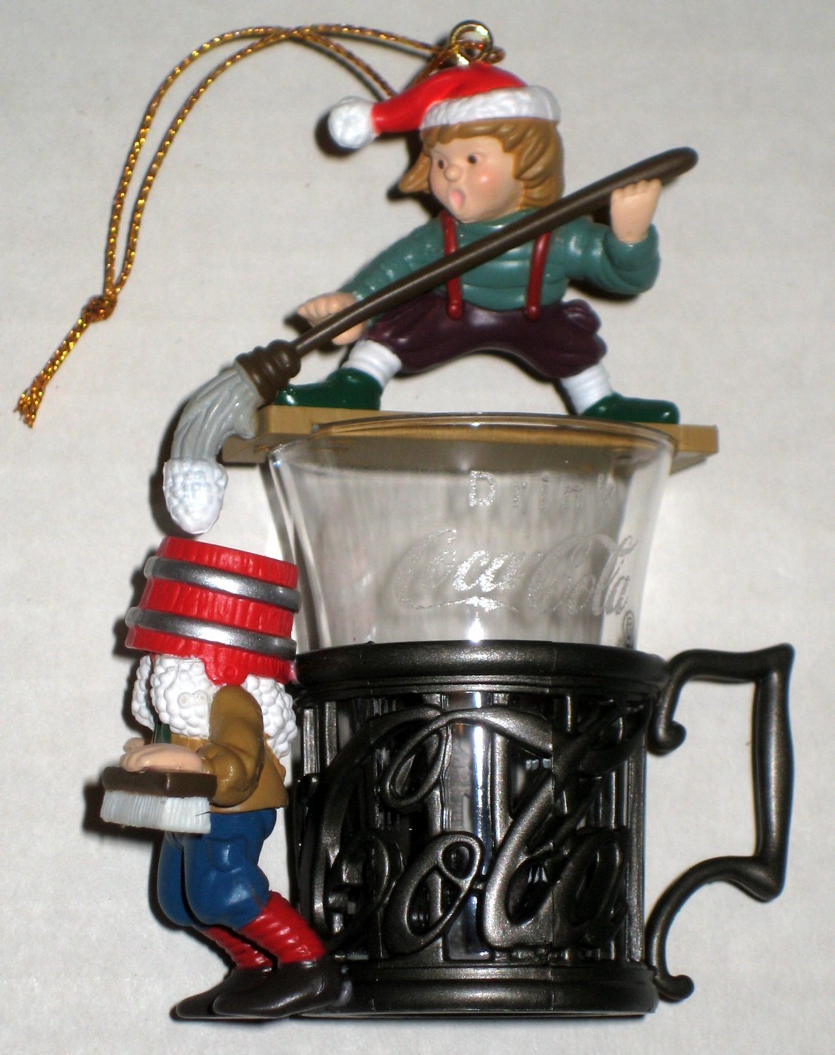 Primary image for 1995 Coca Cola Fountain Glass Follies Elves Ornament Bottling Works Collection 