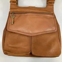 Fossil British Tan Pebbled Leather Shoulder Bag Handbag w Key 75082 - $59.29
