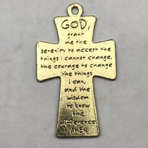 Cross Pendant Christian Prayer God Grant Me The Serenity Gold Tone - £9.43 GBP