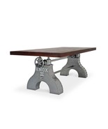 KNOX II Adjustable Dining Table - Industrial Iron Base - Rustic Mahogany... - £3,939.17 GBP
