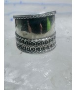 Cigar band Wide Ring band size 5 sterling silver women girls - $871.43 MXN