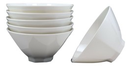 Contemporary Octagon White Jade Melamine Large 9&quot;Dia Soup Salad Bowls 48oz Set 6 - £57.54 GBP
