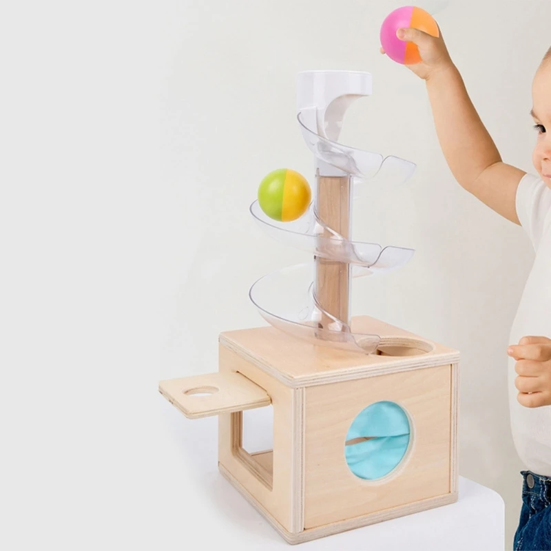 Wooden Box Montessori Marble Run Balls Toy Kindergarten Early Learning Board Toy - £59.89 GBP