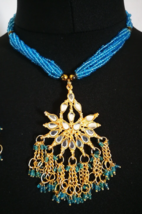 Indian Necklace Vintage Blue Bead Rhinestone Women Girls Ethnic Tribal J... - £12.17 GBP