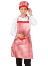 Cotton Kitchen Apron with Cap (Red and White, Free Size) best quality - £19.73 GBP