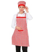 Cotton Kitchen Apron with Cap (Red and White, Free Size) best quality - £19.43 GBP
