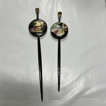 Japanese Kanzashi set of 2 Makie Kimono hairpin Hair Ornament Vintage - $108.85