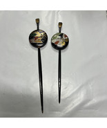 Japanese Kanzashi set of 2 Makie Kimono hairpin Hair Ornament Vintage - €80,35 EUR