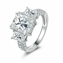 Radiant Cut 3.75Ct Simulated Diamond White Gold Plated Engagement Ring Size 8.5 - £111.33 GBP
