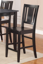 Set Of 2 Buckland Kitchen Counter Height Chairs W/ Plain Wood Seat Black Finish - £249.45 GBP