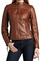 Women Leather Jacket Slim fit Biker Motorcycle Genuine Lambskin Jacket WJ108 - £94.50 GBP