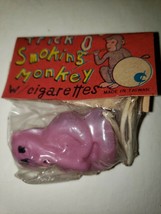 1960s Vintage Dime Store Toy Trick O Smoking Monkey w/ cigarette Pink - $39.66