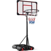 Adjustable Basketball Hoop Kids Height Portable Clear Backboard System Wheels - £125.64 GBP