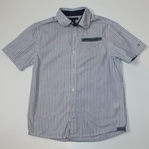 Tommy Hilfiger Boy&#39;s Short Sleeve Button Front Stripe Shirt Top size 8 9 10 - £8.00 GBP