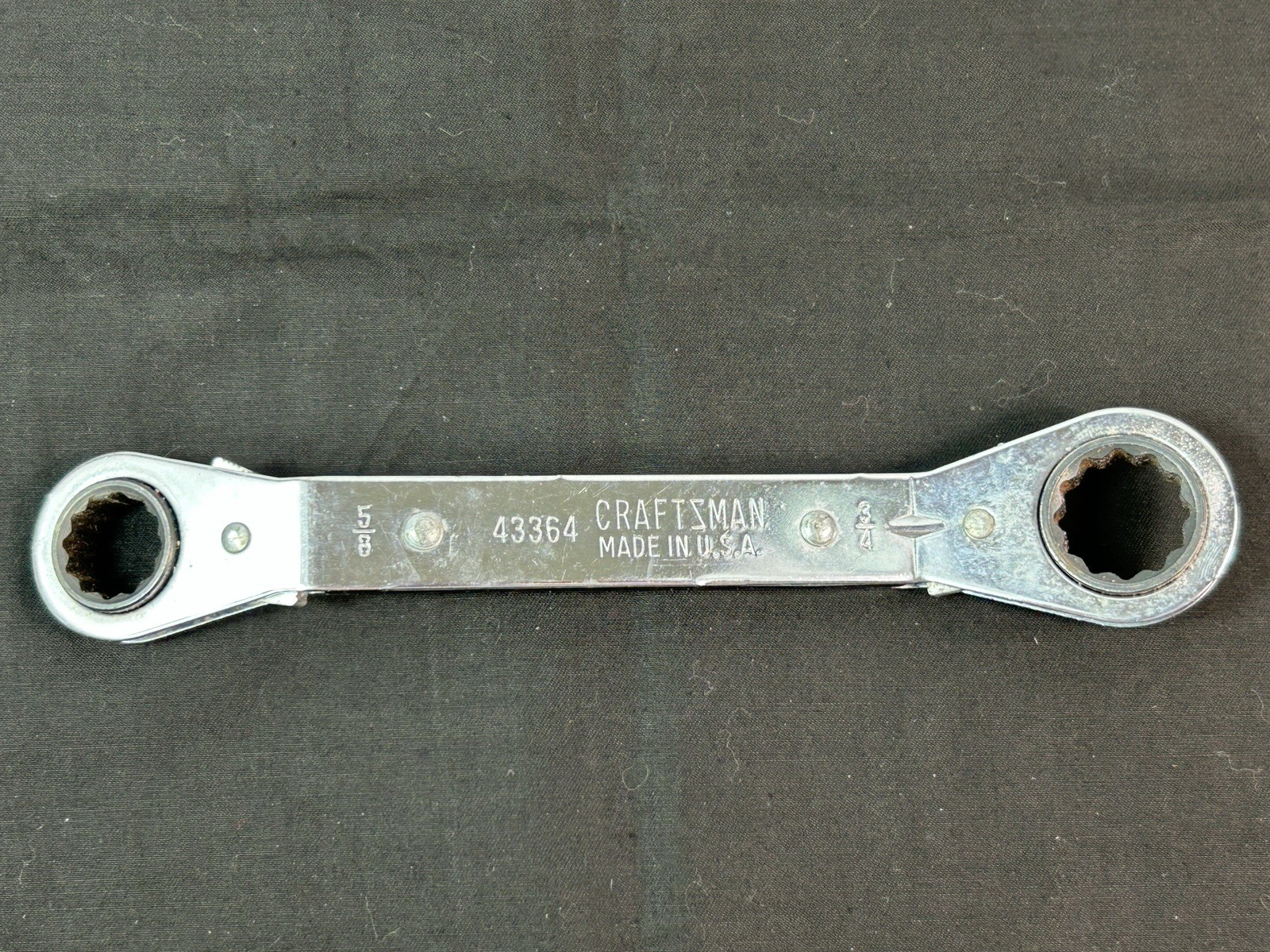 Vintage Craftsman 43364 Ratcheting Offset 12 Point Box Wrench 5/8&quot; X 3/4... - $9.90