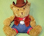 SNUGGIE COWBOY TEDDY BEAR 17&quot; VINTAGE PLUSH TAN HAT BELT BUCKLE JEANS BA... - $16.20