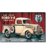 Ford Trucks 39 Pickup V8 Logo Car Garage Dealer Retro Wall Decor Metal Sign - £12.63 GBP