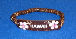 Brand New Sensational Handcrafted Hawaiian Bracelet White Flowers Coconut Shell - £7.01 GBP