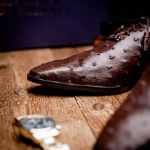 Criss Genuine Ostrich Quill Dress Shoes Oxford Brown image 10