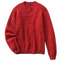 Mens Sweater Arrow Red Windowpane Heavy Knit Long Sleeve Crewneck $55-sz S - £19.71 GBP