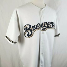 Vintage Russell Athletic Milwaukee Brewers Jersey XL Blank White Sewn Script  - $37.99