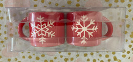 Christmas Ceramic Hot Cocoa Mugs Salt &amp; Pepper Shaker Set Sleigh Bell Bi... - £11.98 GBP
