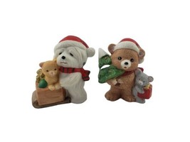 Vintage Homco Collection Santa Teddy Bear Puppy Christmas Holiday Figures Lot 2 - £6.25 GBP