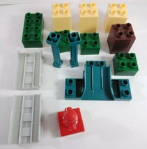 14 Mega Bloks Assorted Pieces Lot: Blocks, Pillars, Track Pieces, Fire Hydrant - £4.75 GBP