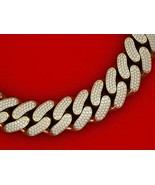 Solid 14K Yellow Gold Finish Round Cut Diamond Cuban Link Bracelet 16 MM - $505.57 CAD