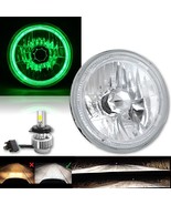 7&quot; Motorcycle Green LED Halo Angel Eye Headlight w/ 6000k LED Light Bulb... - £50.80 GBP