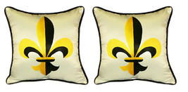 Pair of Betsy Drake Fleur-de-lis Large Pillows - £70.46 GBP