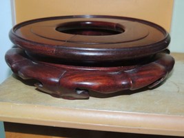 Vintage Wood Wooden 7.25&quot; 8.25&quot; Base Carved Chinese Stand Lamp Vase Pot ... - $1,656.12 MXN