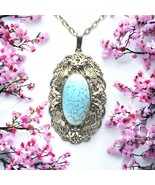 Vintage Silver Tone Faux Turquoise Necklace 20” - €28,37 EUR