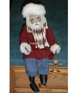 METAL SANTA CLAUS SIGNED YOUNG 1987 HANDPAINTED 14-1/2&quot; TALL Shelf Sitte... - £58.83 GBP