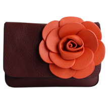 [Luxurious Coffee] Flower Leatherette Clutch Shoulder Bag Clutch Casual Purse - £18.59 GBP
