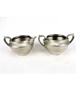 Vintage Pewter Creamer &amp; Sugar Bowl, Wide Rim, Polished, Priscilla Pewte... - £18.51 GBP