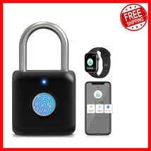 Smart Fingerprint Padlock: Bluetooth Unlock &amp; USB Rechargeable Gym Security - $45.58