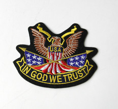 Usa In God We Trust American Eagle Flag Embroidered Patch 3.75 Inches - £4.20 GBP