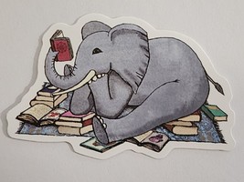 Elephant Laying on Pile of Books Reading Super Cute Sticker Decal Embellishment - £1.82 GBP