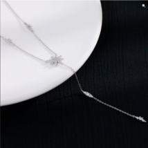925 Sterling Silver Zircon Star Link Necklace - FAST SHIPPING!!! - £11.80 GBP