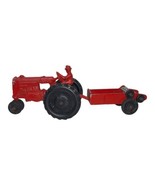 vintage metal toy MM farm tractor original red paint rubber tires With S... - $712.07 MXN