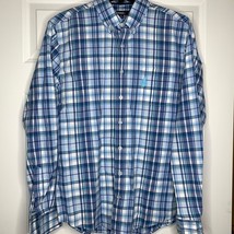 Johnnie O Shirt Size Small Blue Plaid  Cotton Colorful Mens Button Front - $14.54