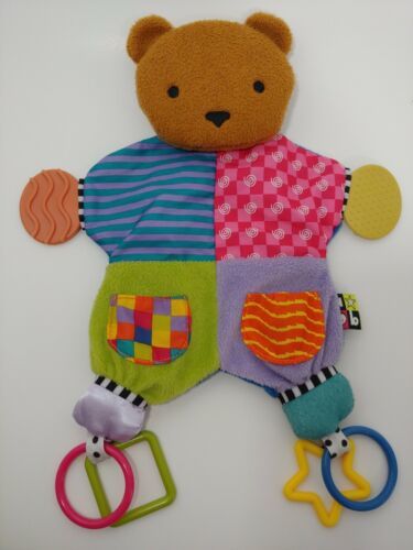 Kids Preferred Teddy bear teether Security Blanket blue purple pink swirl stripe - £20.38 GBP